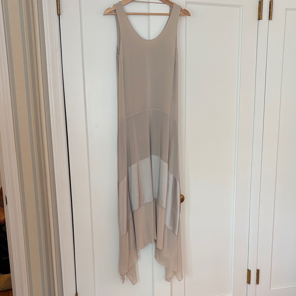 Brunello Cucinelli Neutral Beige Asymmetrical Layered Midi Dress